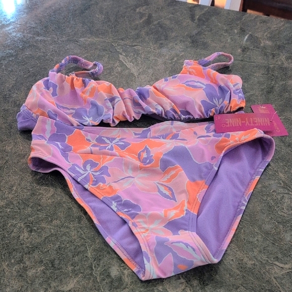 Ninety-Nine° Floral Bikini Set in Pink and Purple - Picture 1 of 9